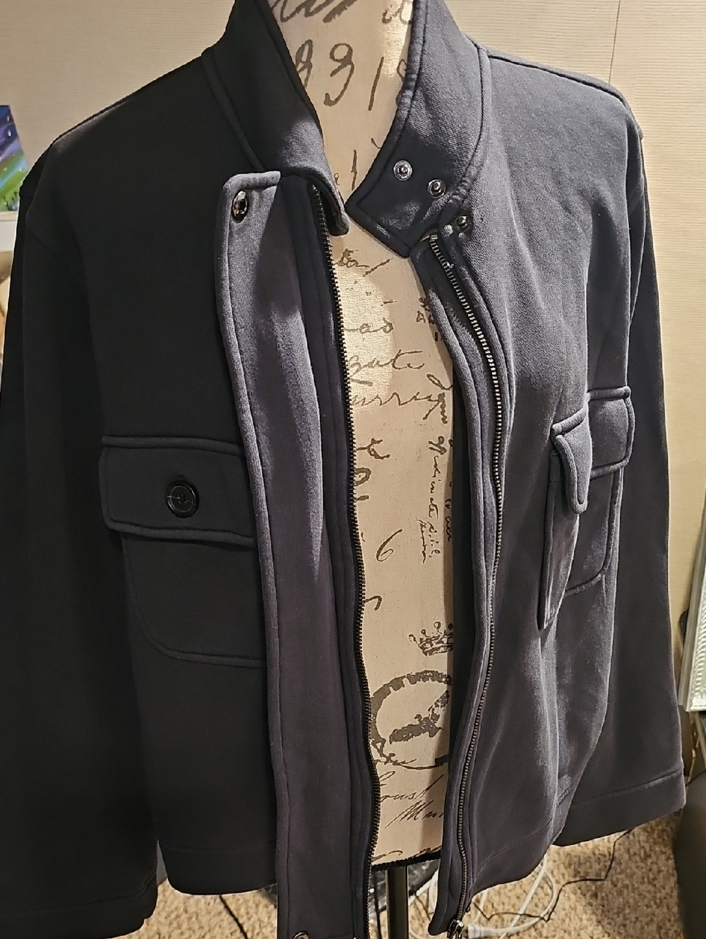 NEW Banana Republic Dark Navy Military Field Jacket.. Size XL.free Shippg - Picture 2 of 9